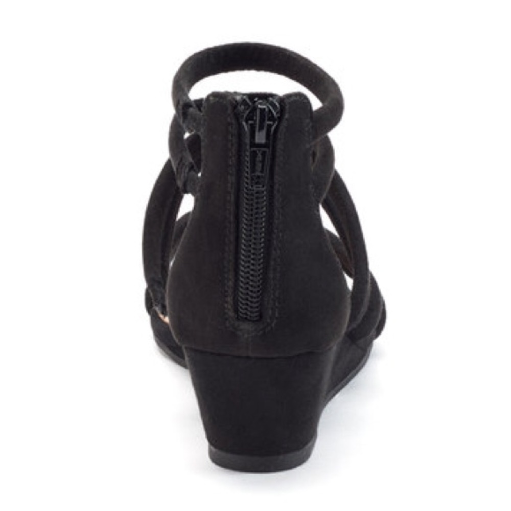 LC Lauren Conrad Black Tube Strap Wedge Sandals - Picture 4 of 7